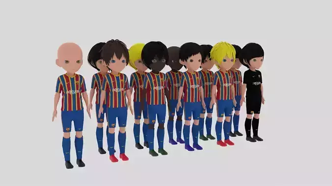 Barcelona Soccer - Football Team Low-poly 3D model