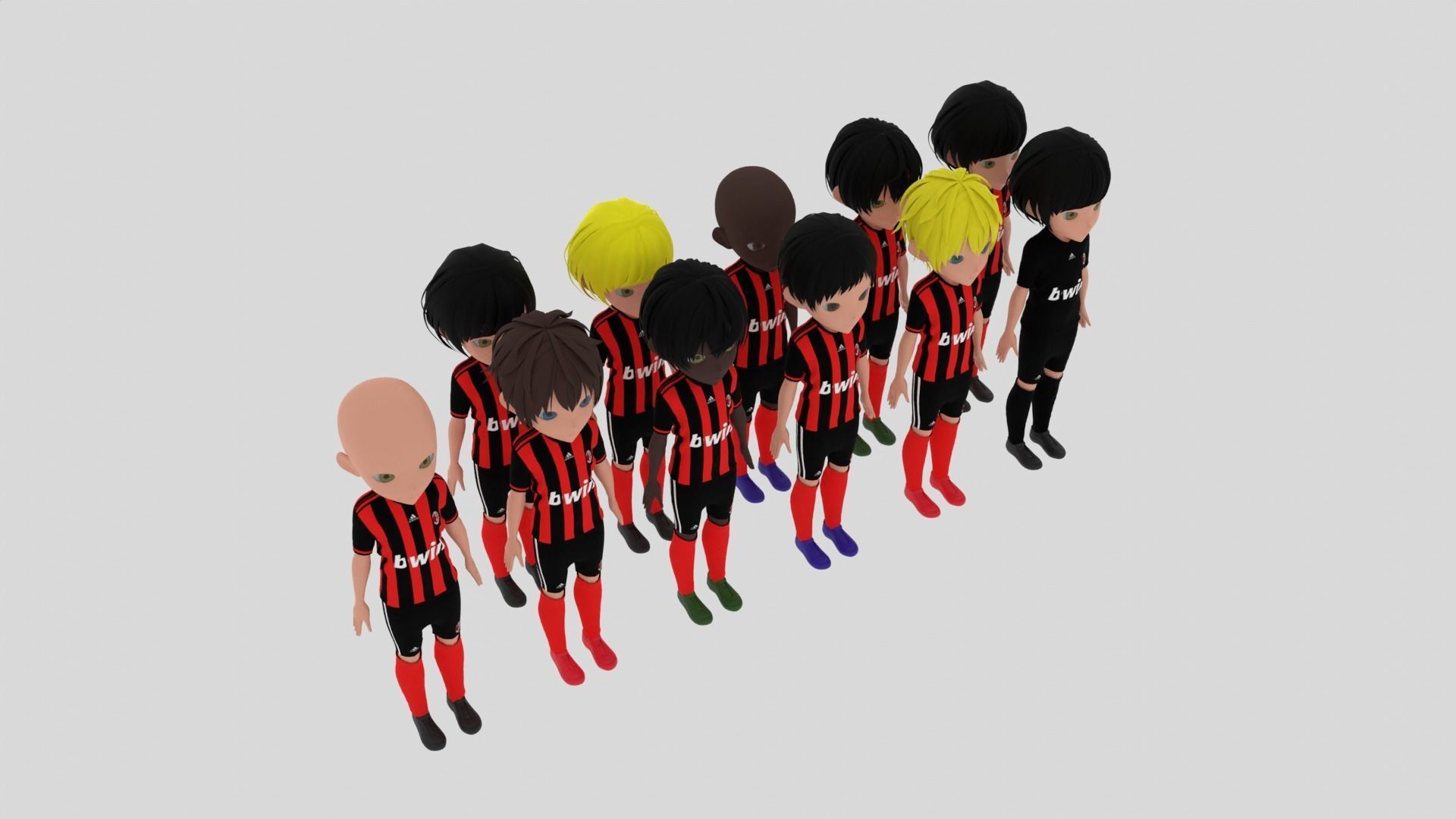  AC Milan Soccer - Football Team Low-poly 3D model_3