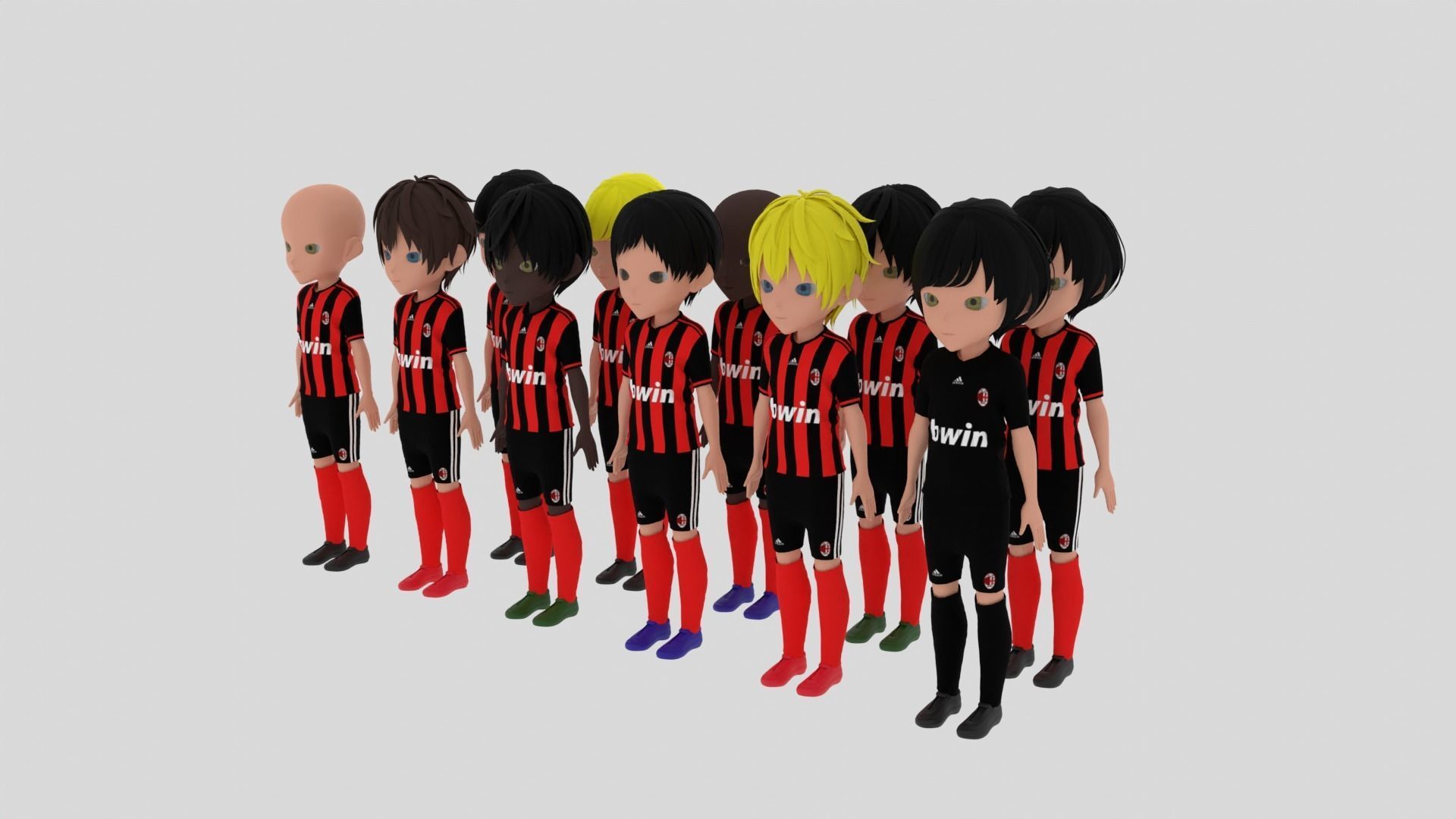  AC Milan Soccer - Football Team Low-poly 3D model_5