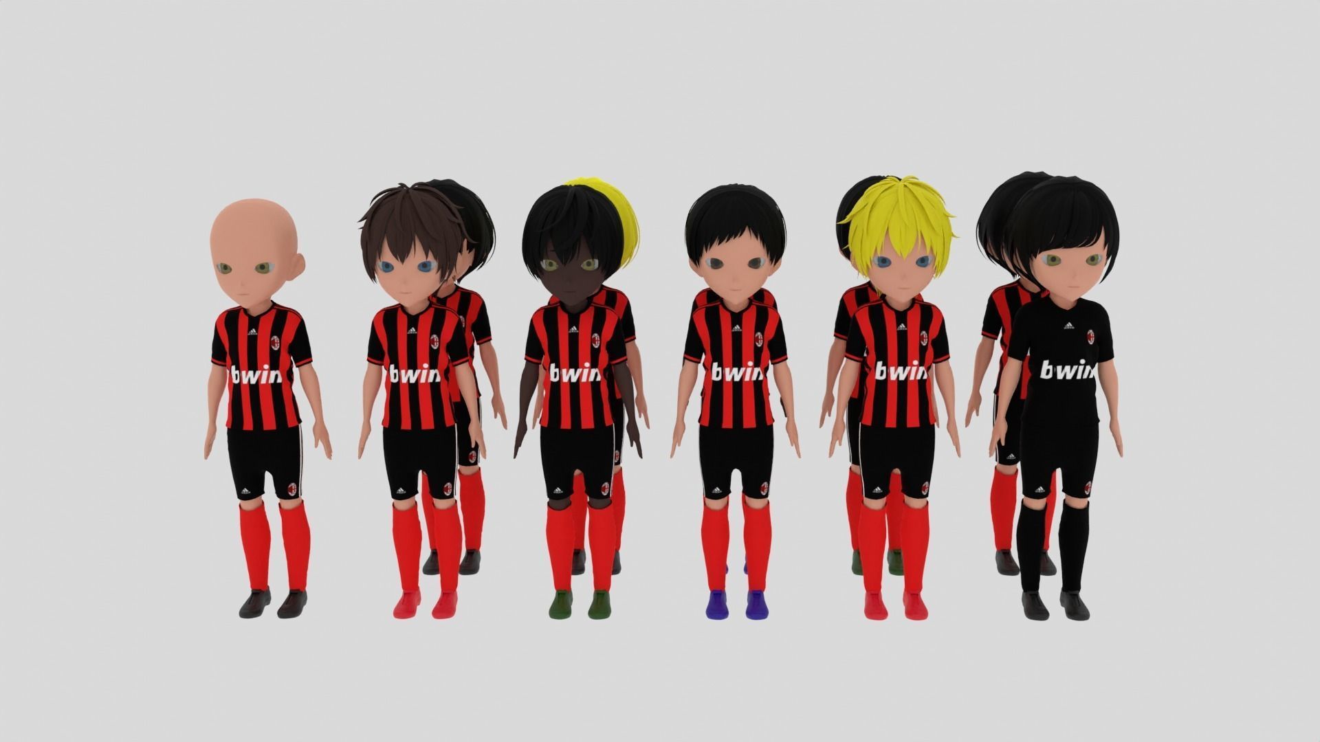  AC Milan Soccer - Football Team Low-poly 3D model_1