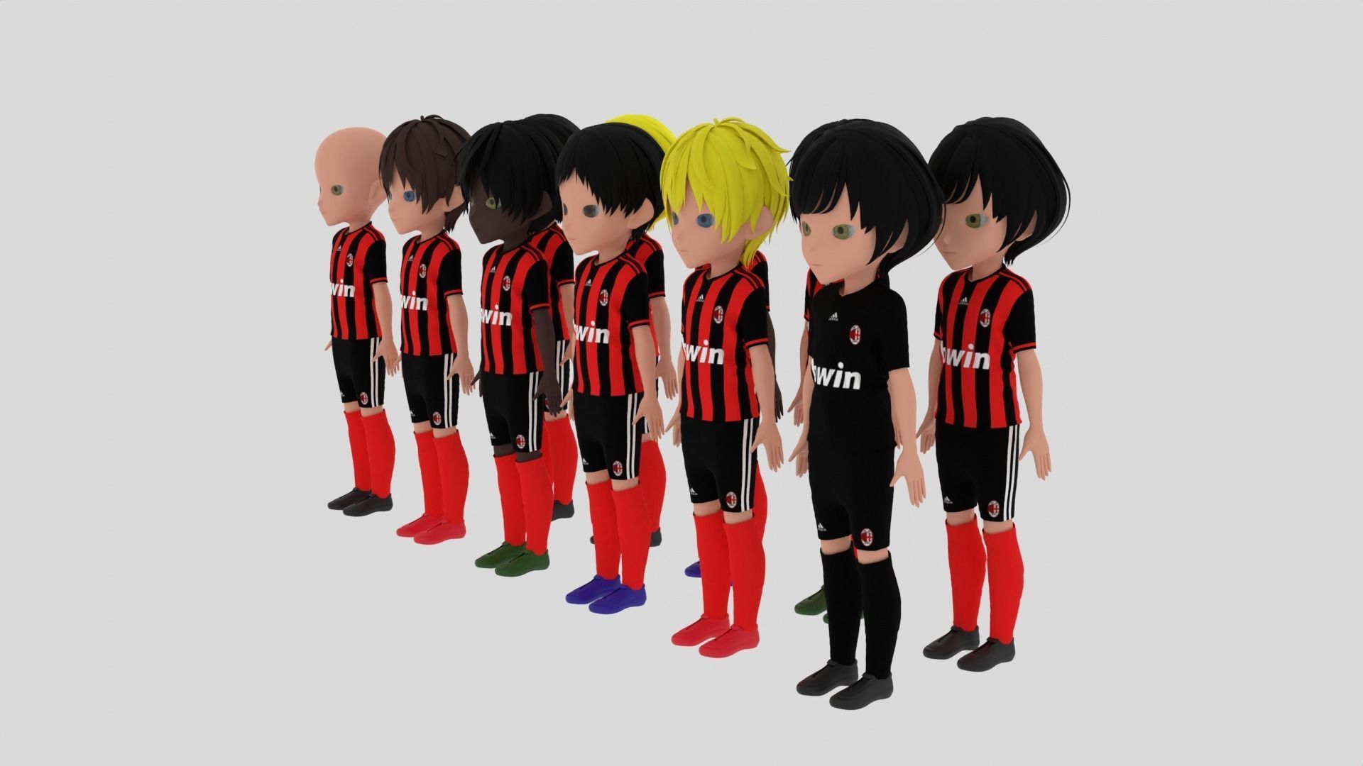  AC Milan Soccer - Football Team Low-poly 3D model_7