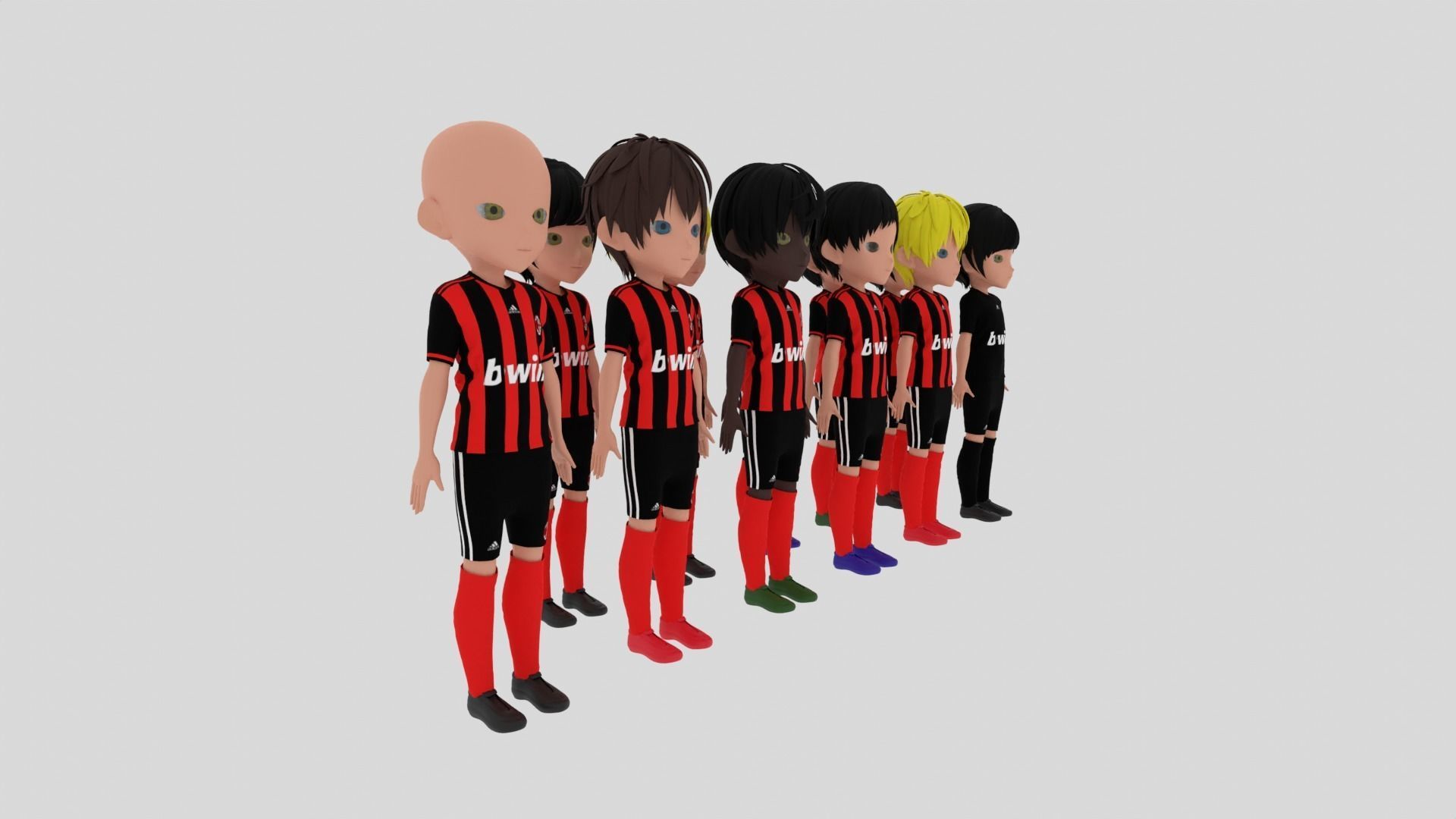  AC Milan Soccer - Football Team Low-poly 3D model_4