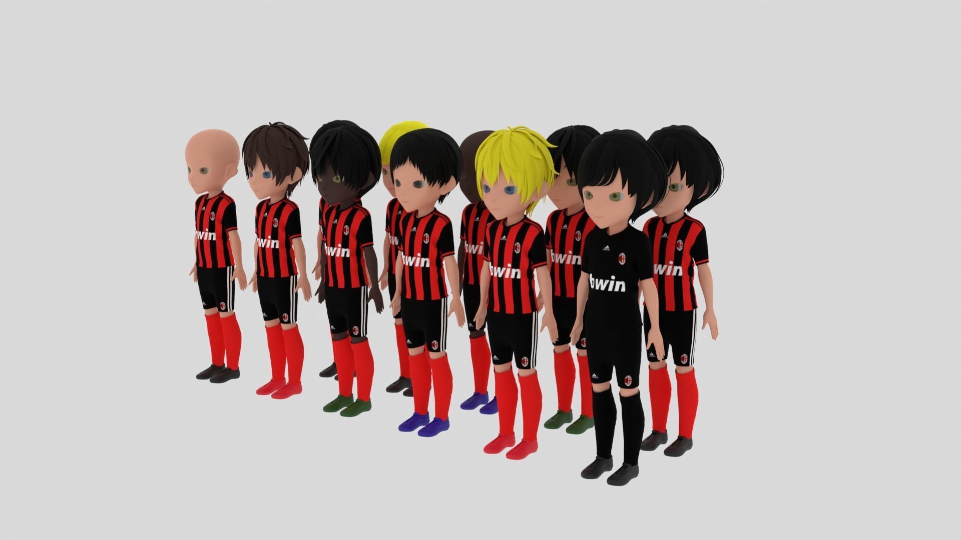  AC Milan Soccer - Football Team Low-poly 3D model_2