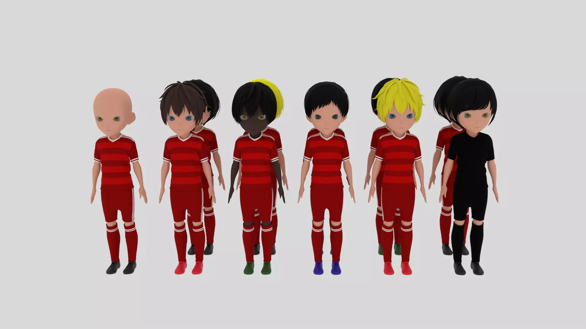 Red Soccer - Football Team Low-poly 3D model_0