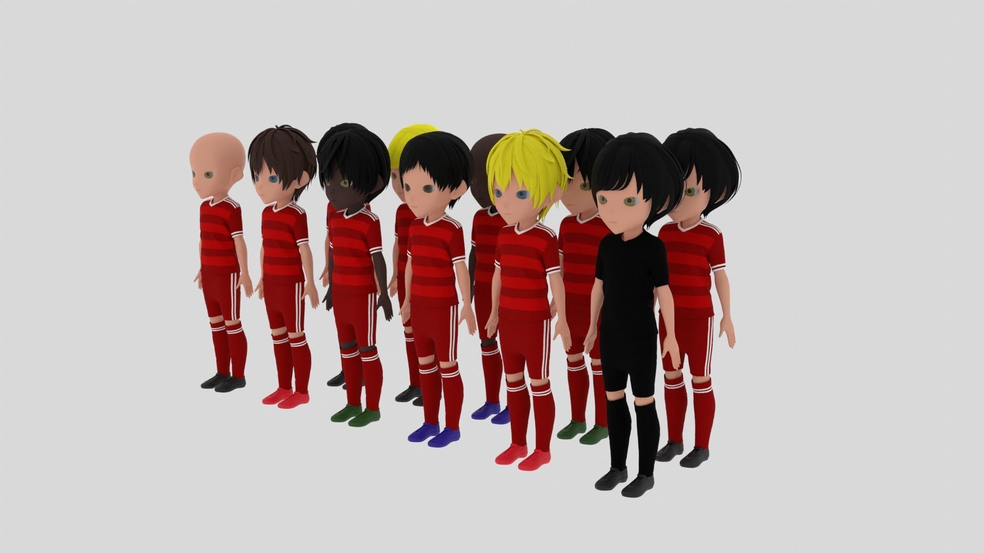 Red Soccer - Football Team Low-poly 3D model_2