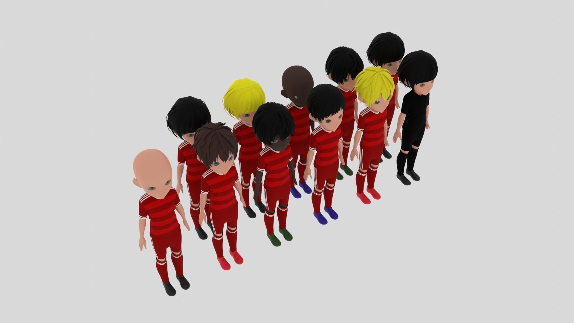 Red Soccer - Football Team Low-poly 3D model_3