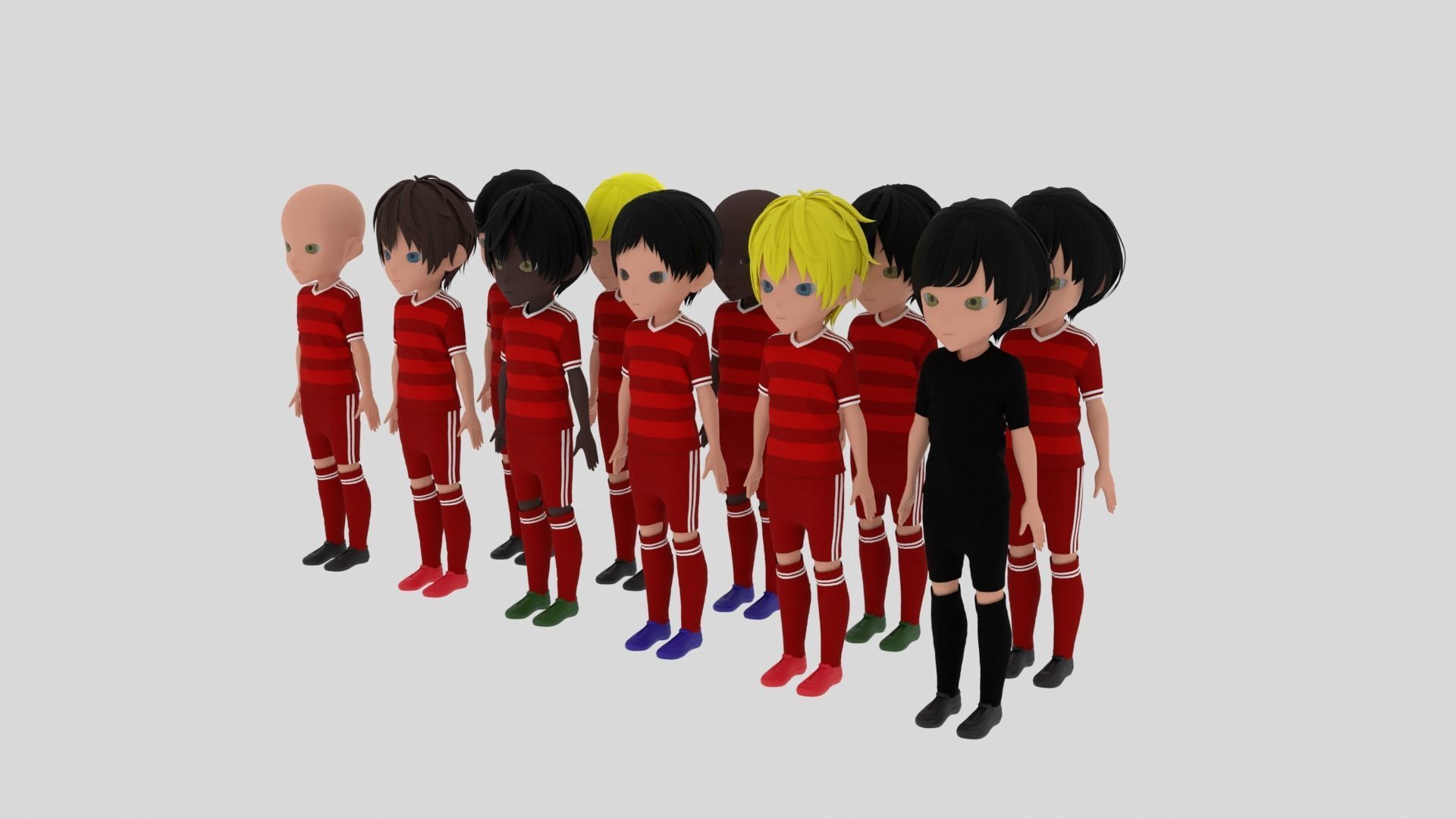 Red Soccer - Football Team Low-poly 3D model_5