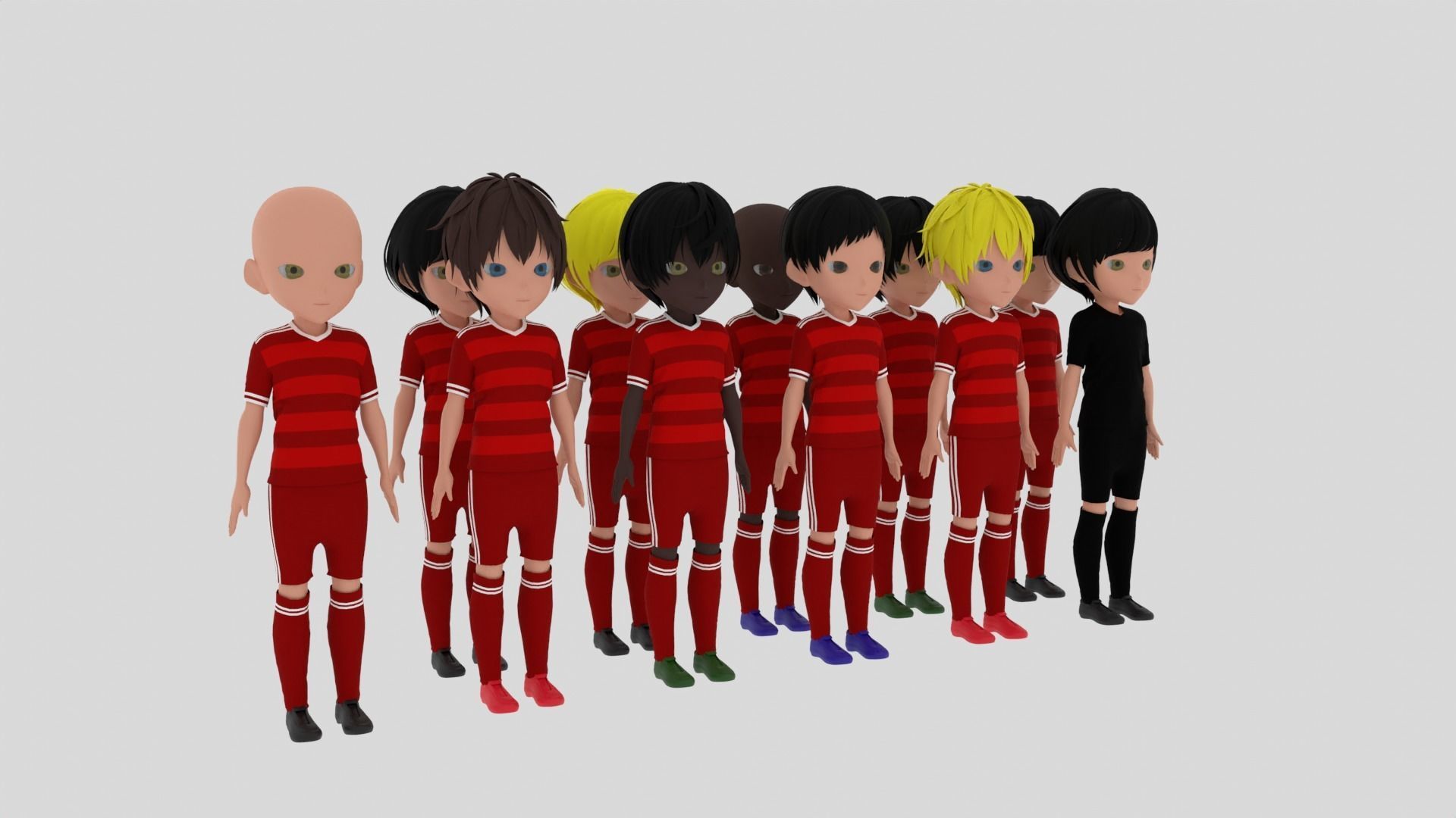Red Soccer - Football Team Low-poly 3D model_1