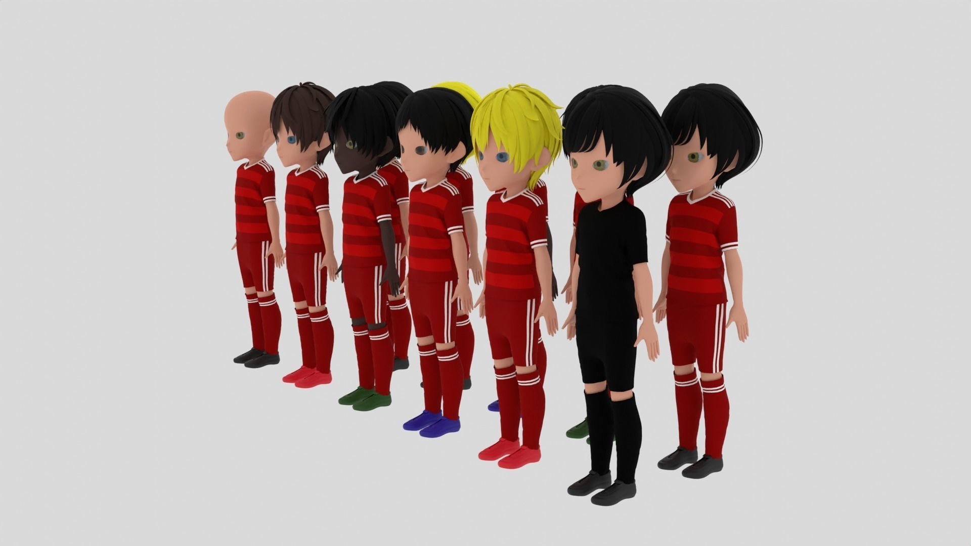 Red Soccer - Football Team Low-poly 3D model_7