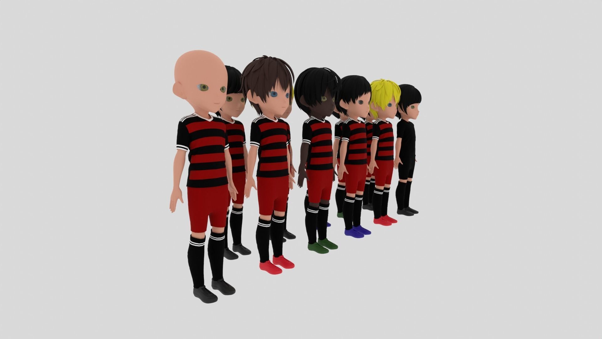 Soccer - Football Team Low-poly 3D model_4