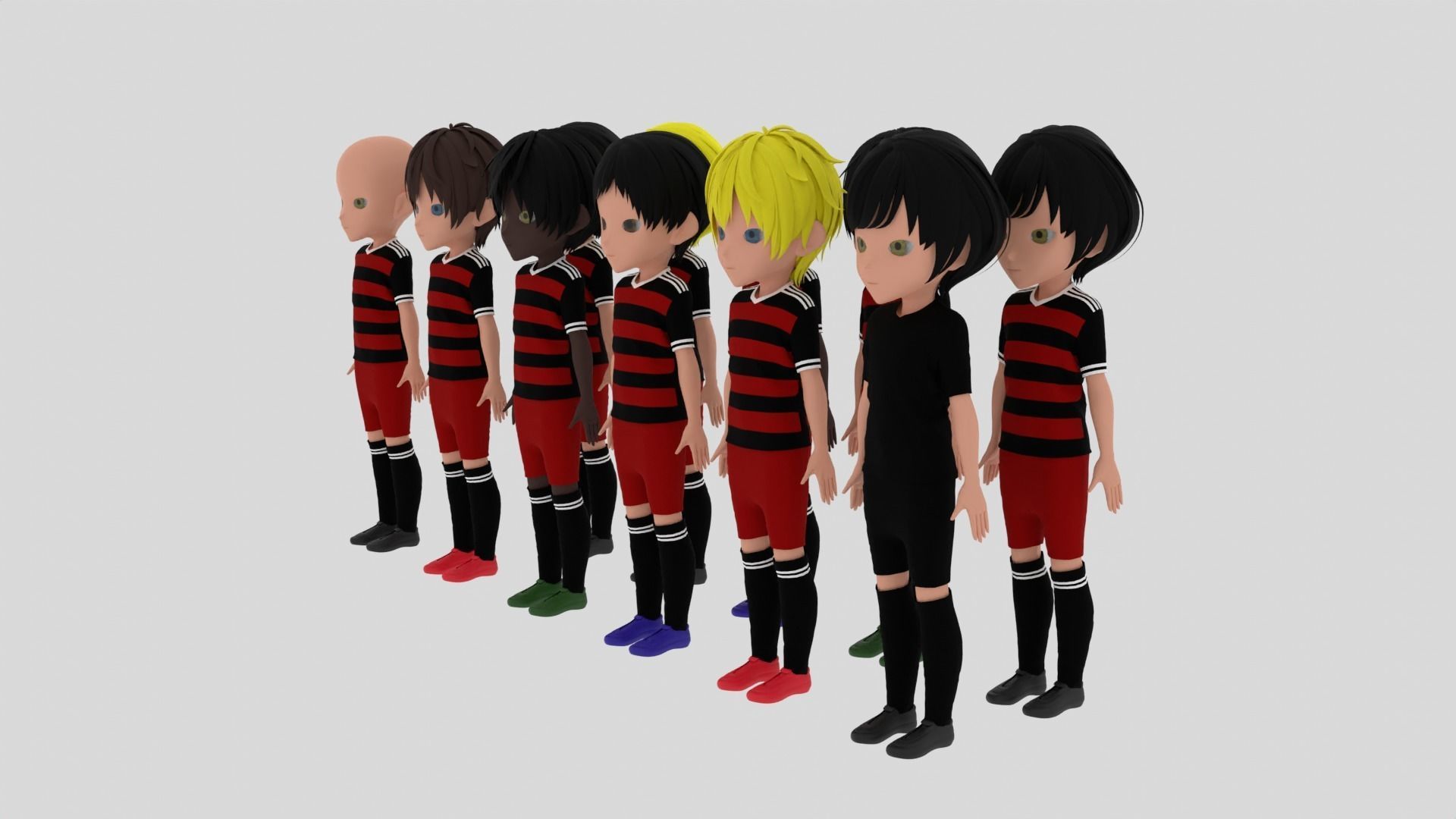 Soccer - Football Team Low-poly 3D model_7