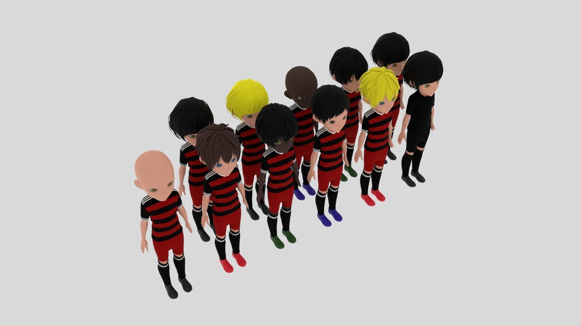 Soccer - Football Team Low-poly 3D model_3