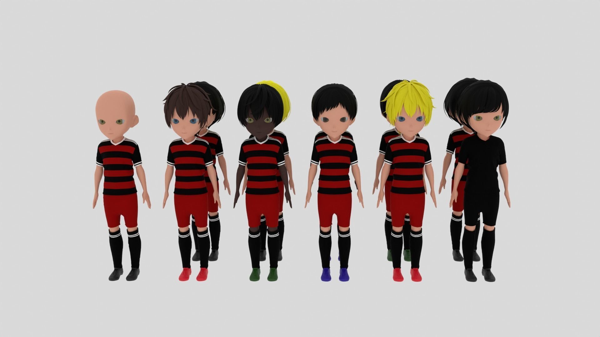 Soccer - Football Team Low-poly 3D model_1