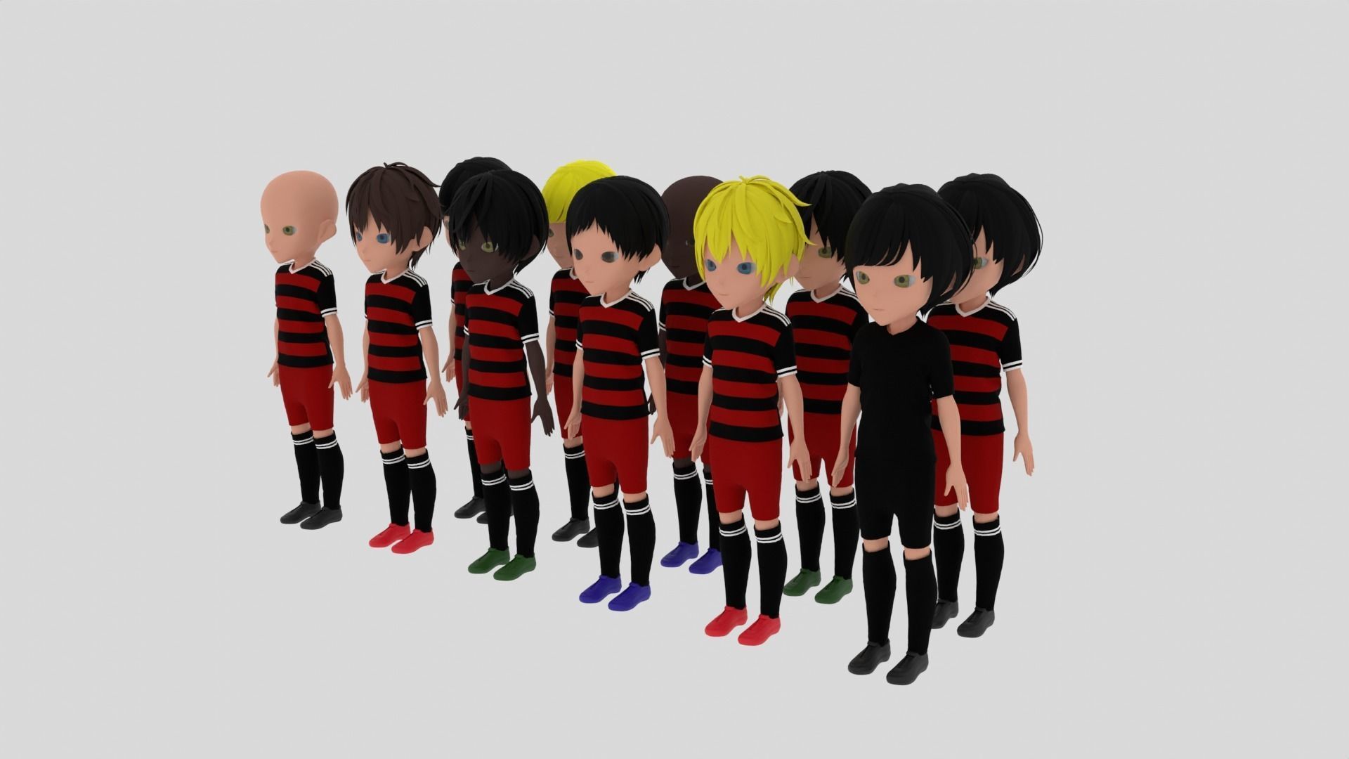 Soccer - Football Team Low-poly 3D model_5