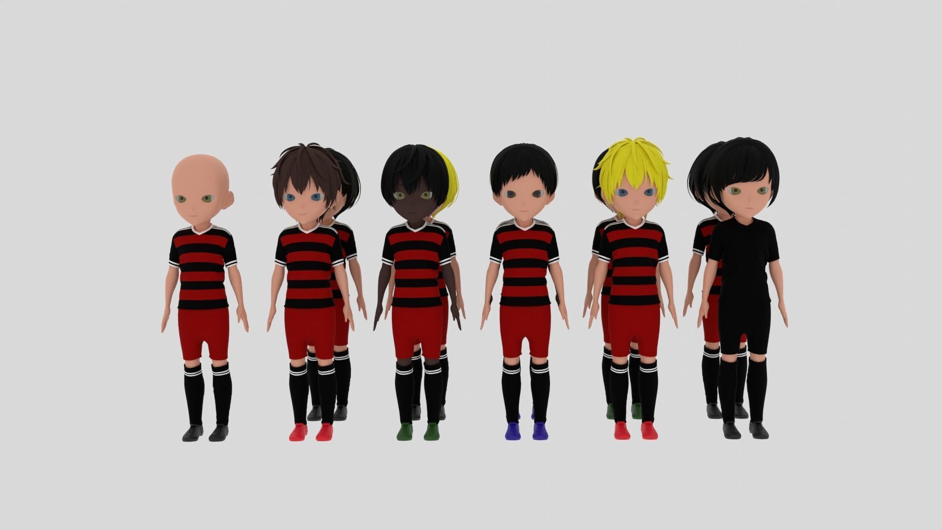 Soccer - Football Team Low-poly 3D model_6