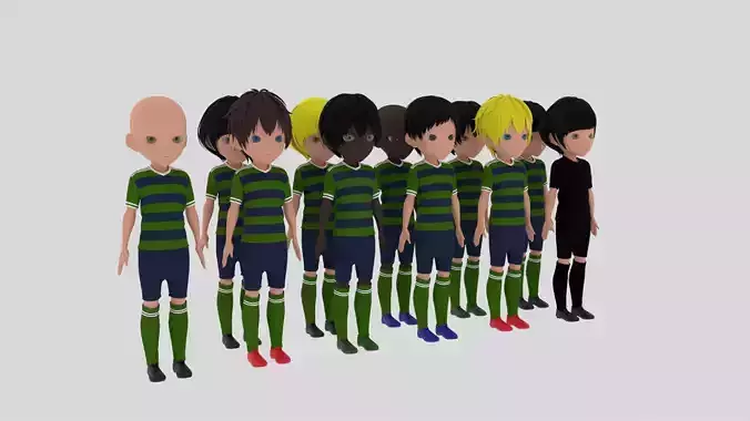 Soccer Team Low-poly 3D model