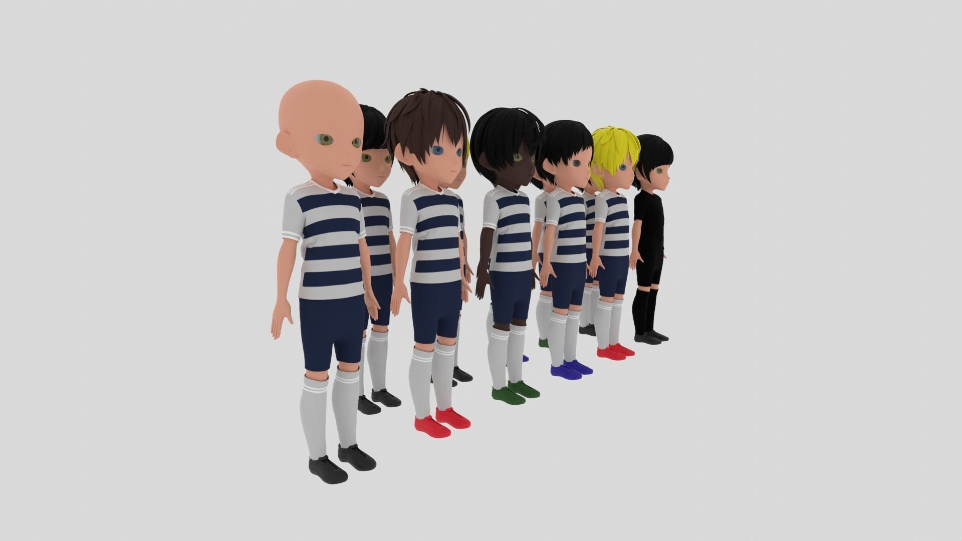 Football Team Low-poly 3D model_4