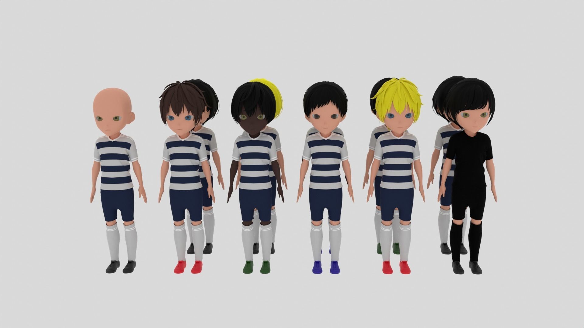 Football Team Low-poly 3D model_1