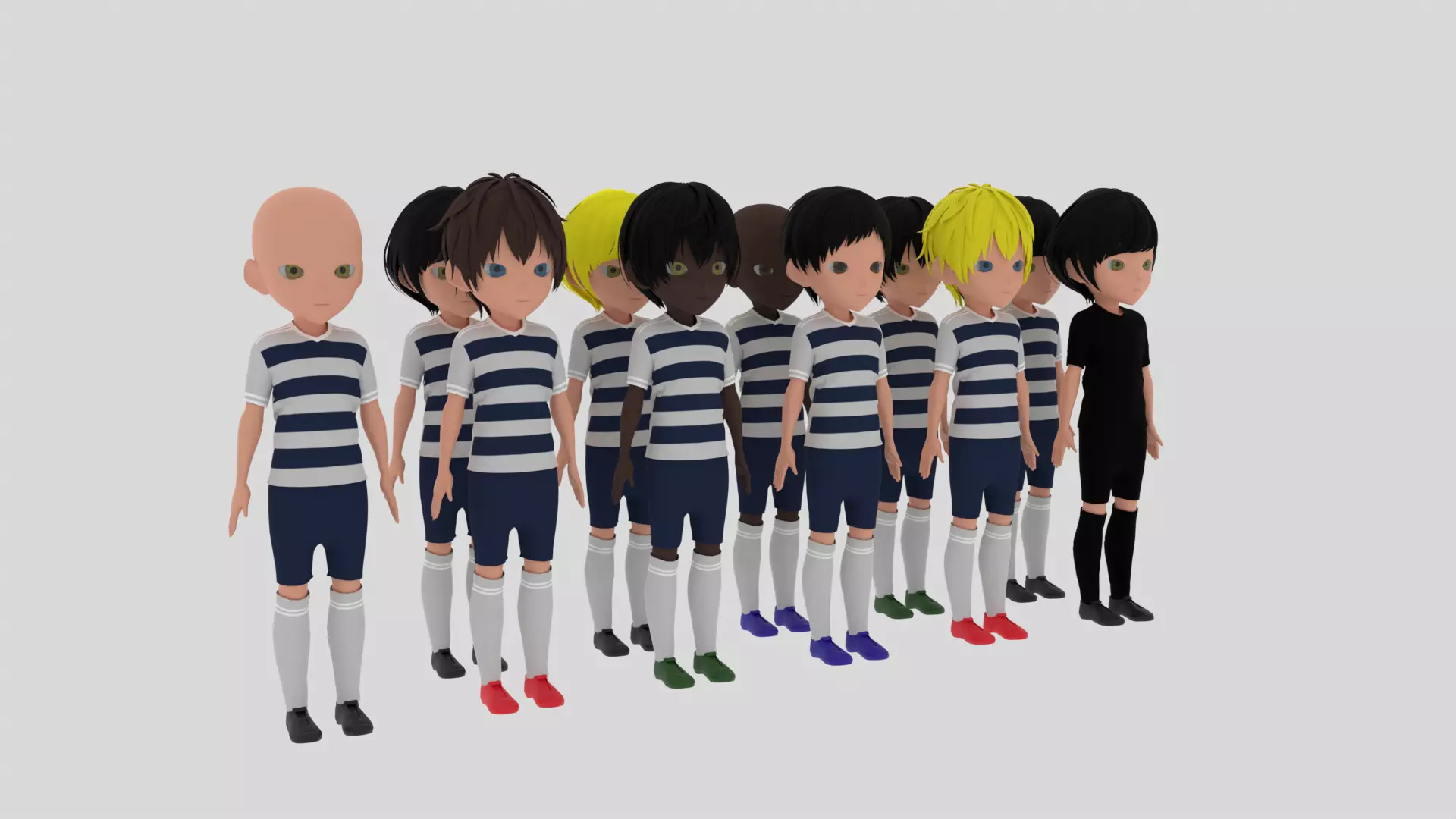 Football Team Low-poly 3D model_0