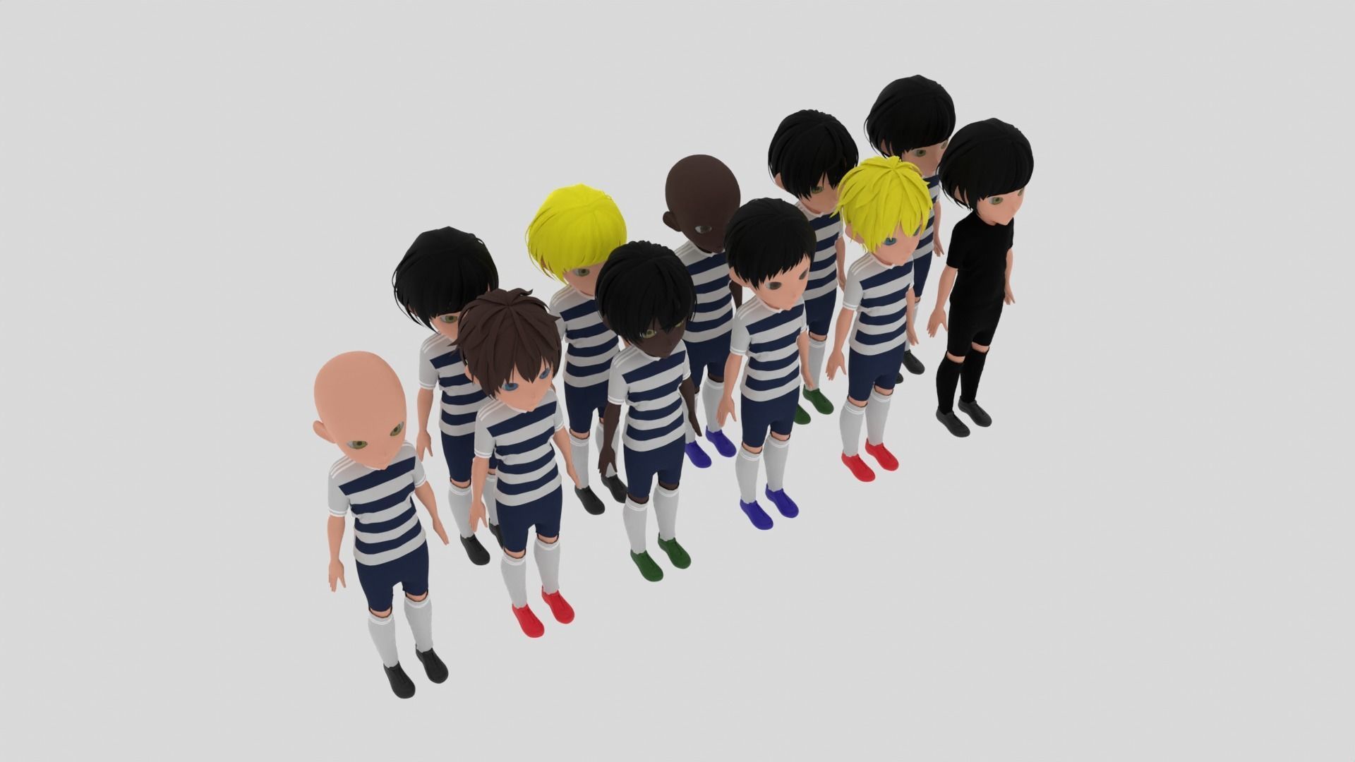 Football Team Low-poly 3D model_3