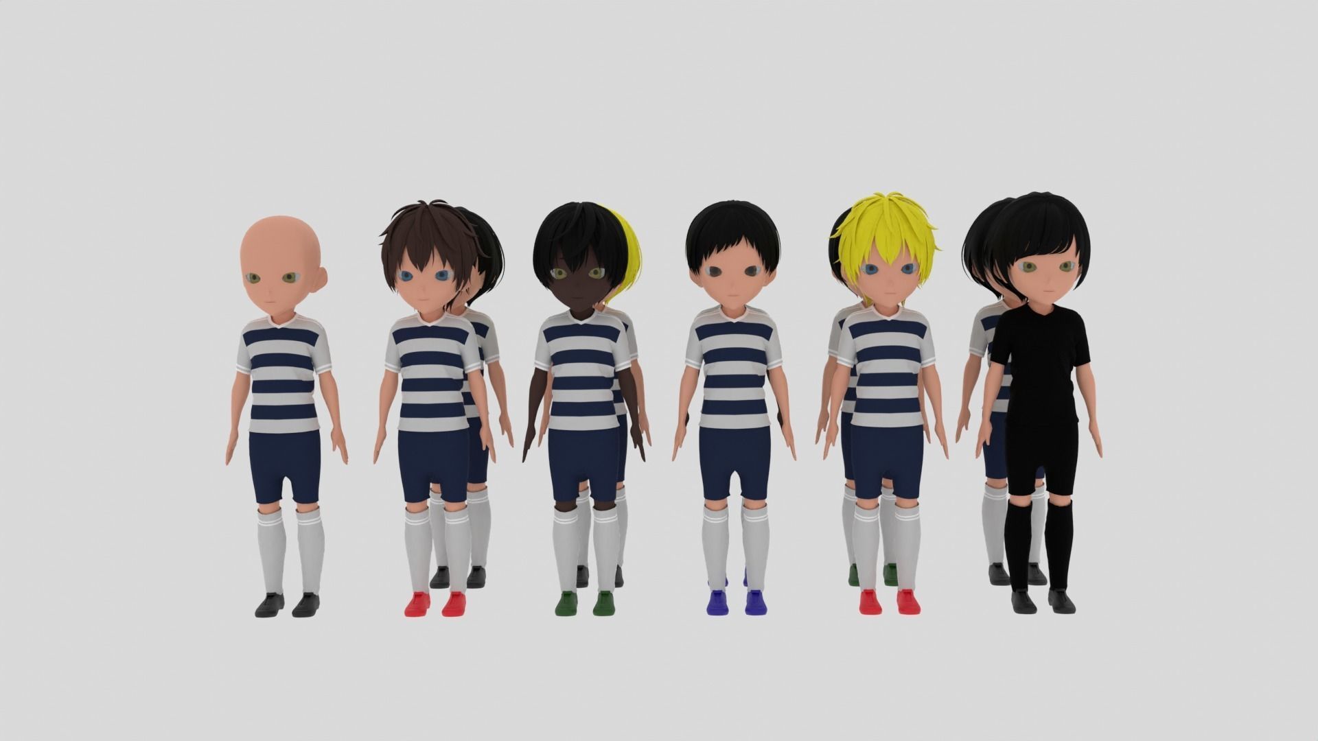 Football Team Low-poly 3D model_6