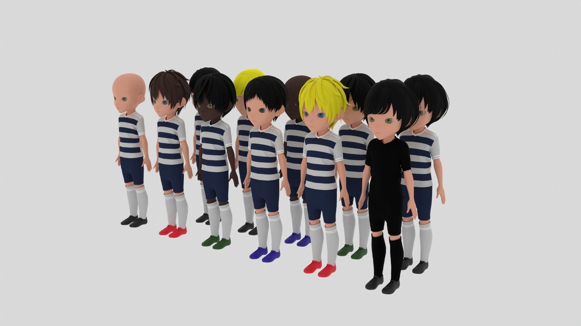 Football Team Low-poly 3D model_5