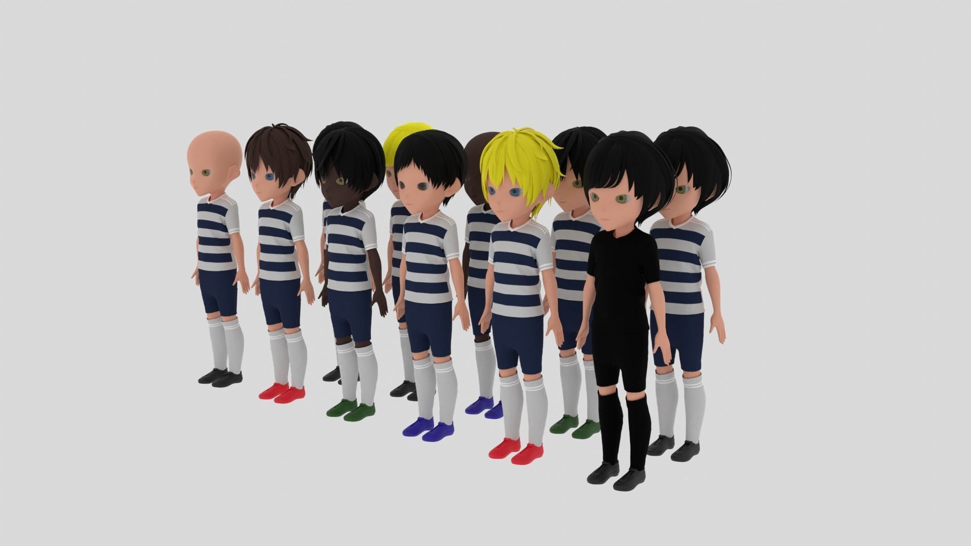 Football Team Low-poly 3D model_2