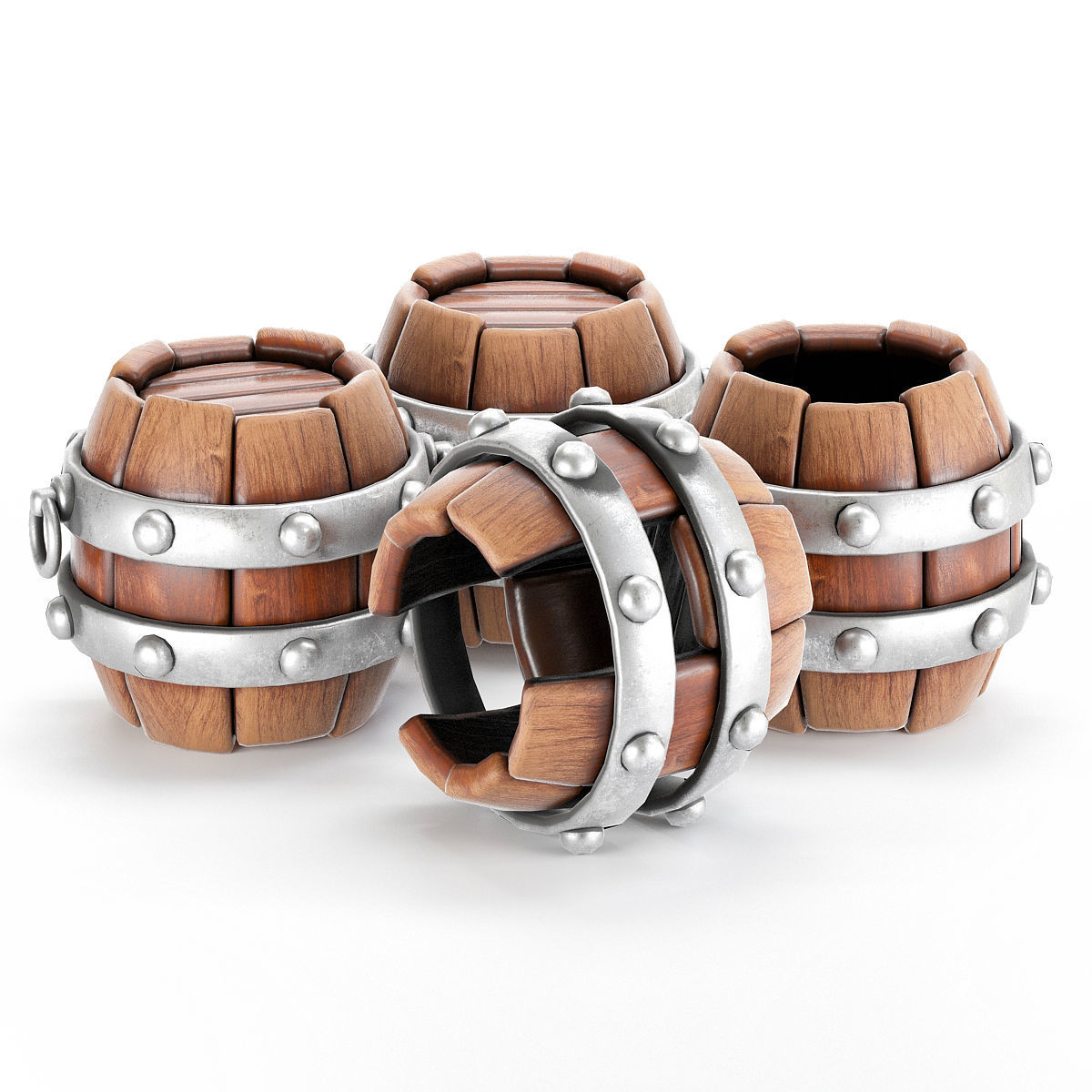 Stylized barrel pack game rady 3d model Low-poly 3D model_1