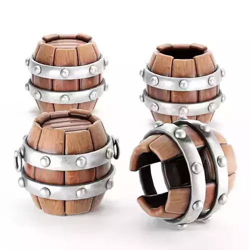 Stylized barrel pack game rady 3d model Low-poly 3D model