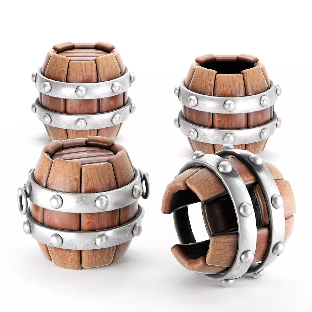 Stylized barrel pack game rady 3d model Low-poly 3D model_0