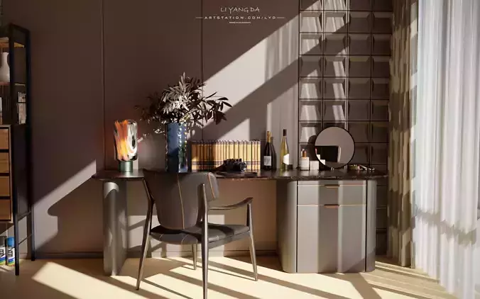 Modern minimalist style studio 3D model