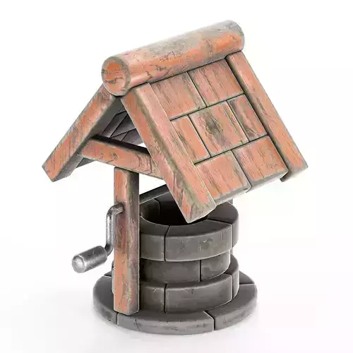 Stylized Well 3d model game rady Low-poly 3D model