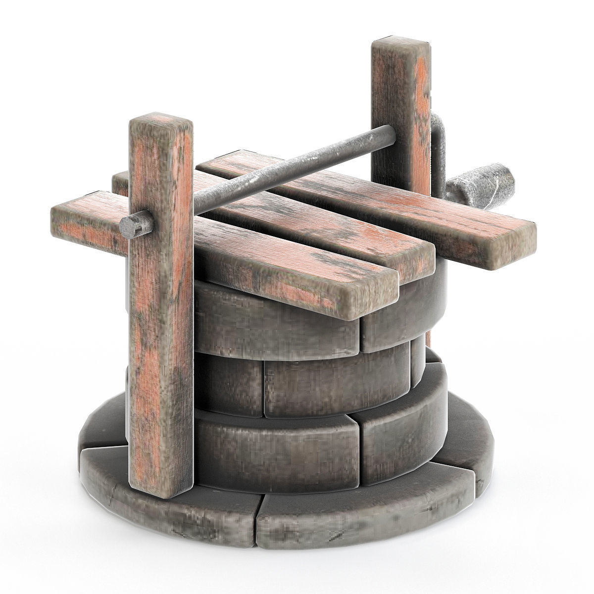 Stylized Well 3d model game rady Low-poly 3D model_1