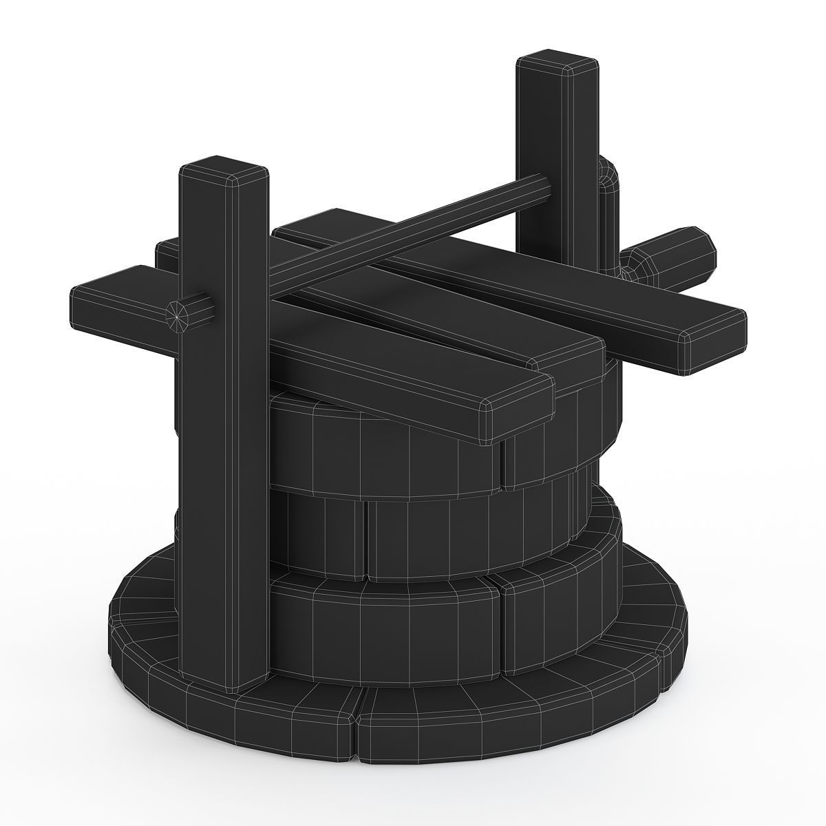 Stylized Well 3d model game rady Low-poly 3D model_3