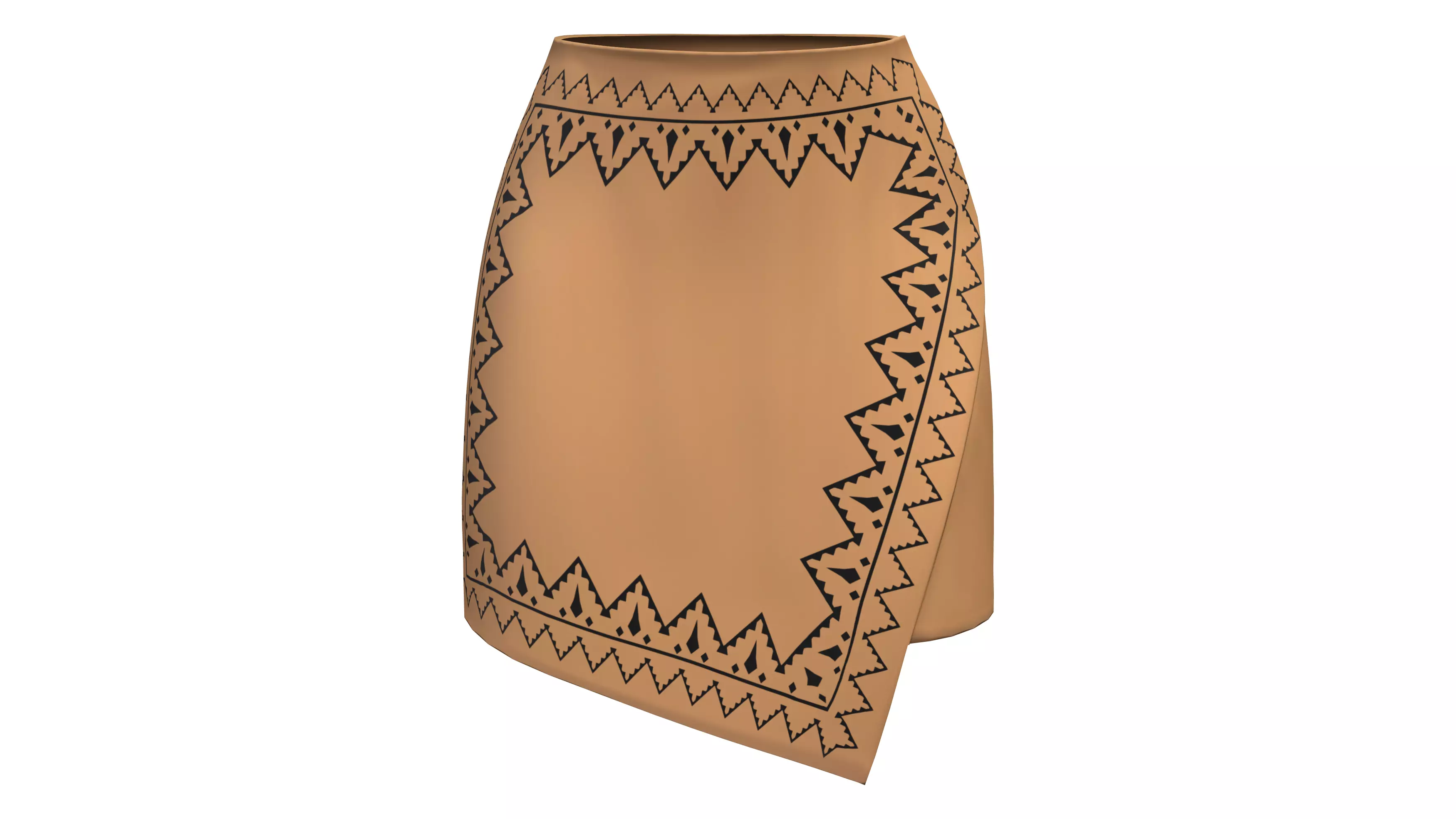 Native Motifs Female Mini Wrap Skirt Low-poly 3D model_0