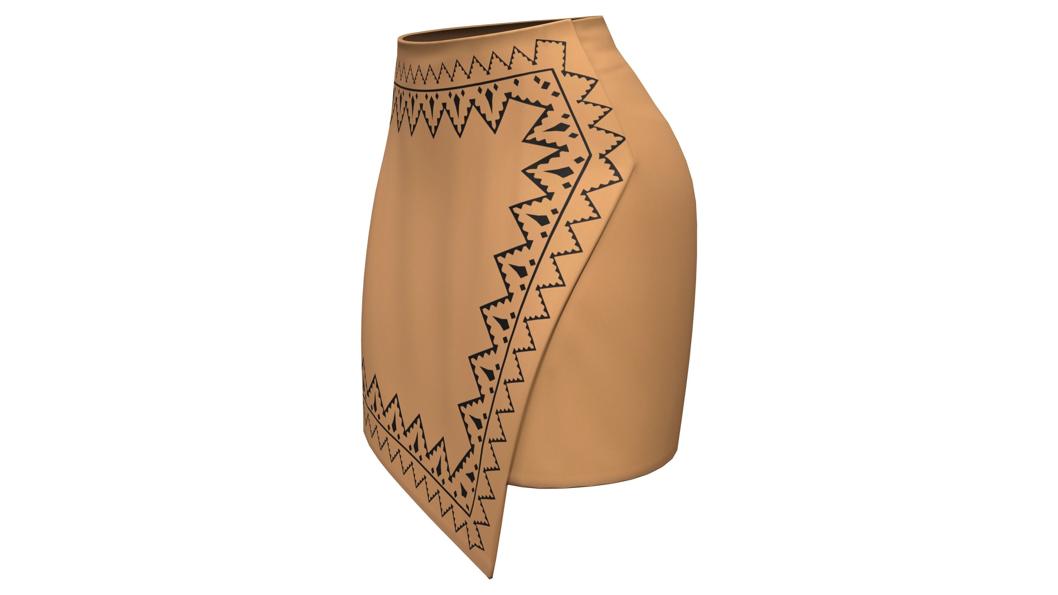 Native Motifs Female Mini Wrap Skirt Low-poly 3D model_2