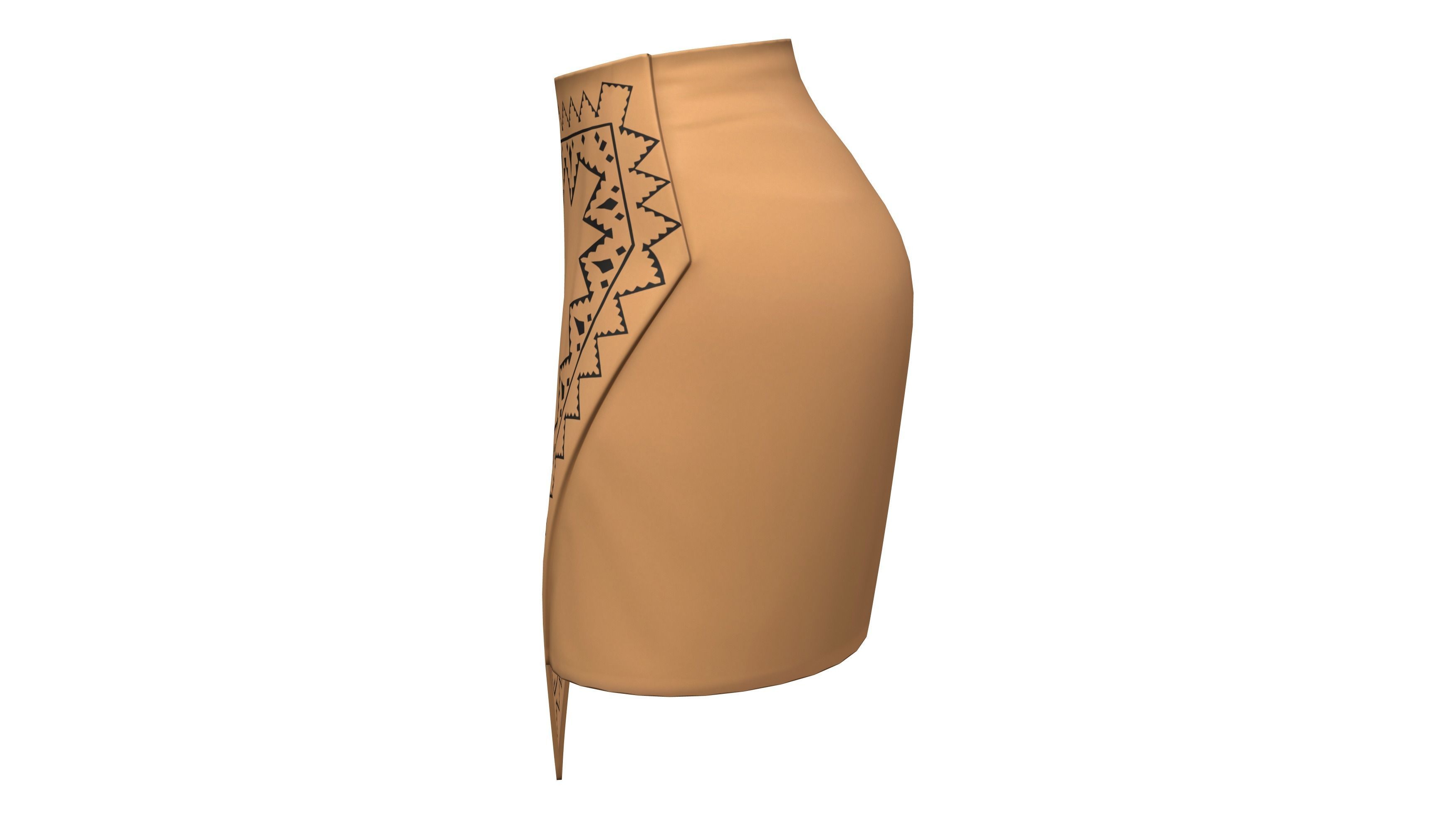 Native Motifs Female Mini Wrap Skirt Low-poly 3D model_3