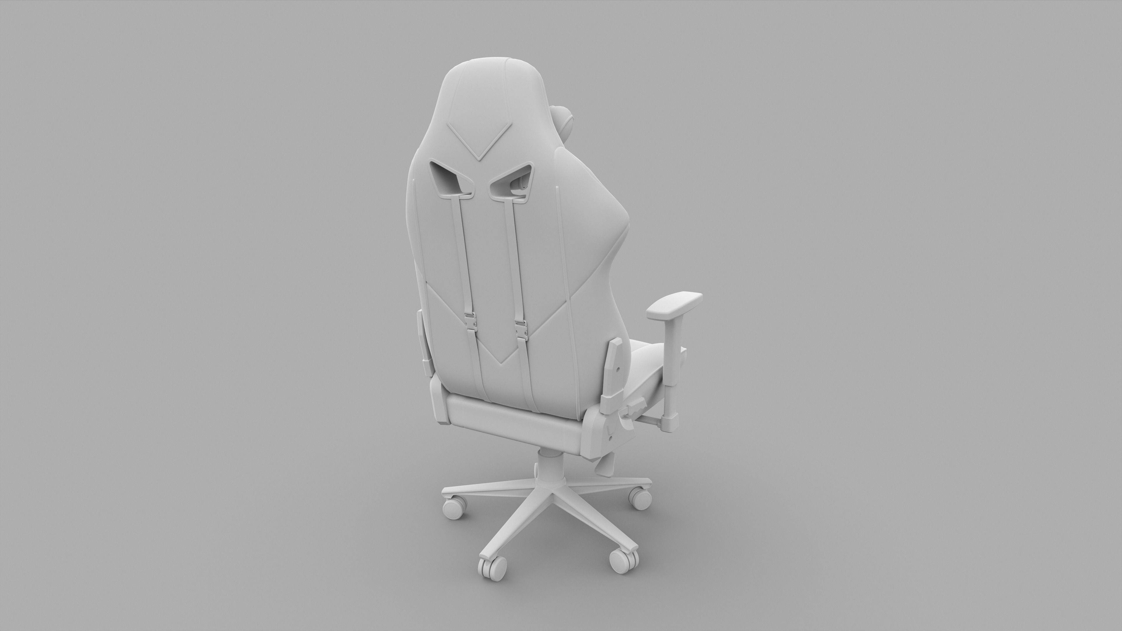 gaming chair and office chair Low-poly 3D model_4