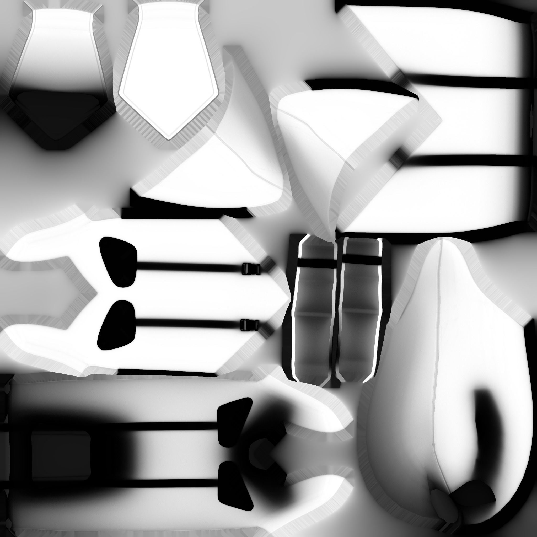 gaming chair and office chair Low-poly 3D model_40