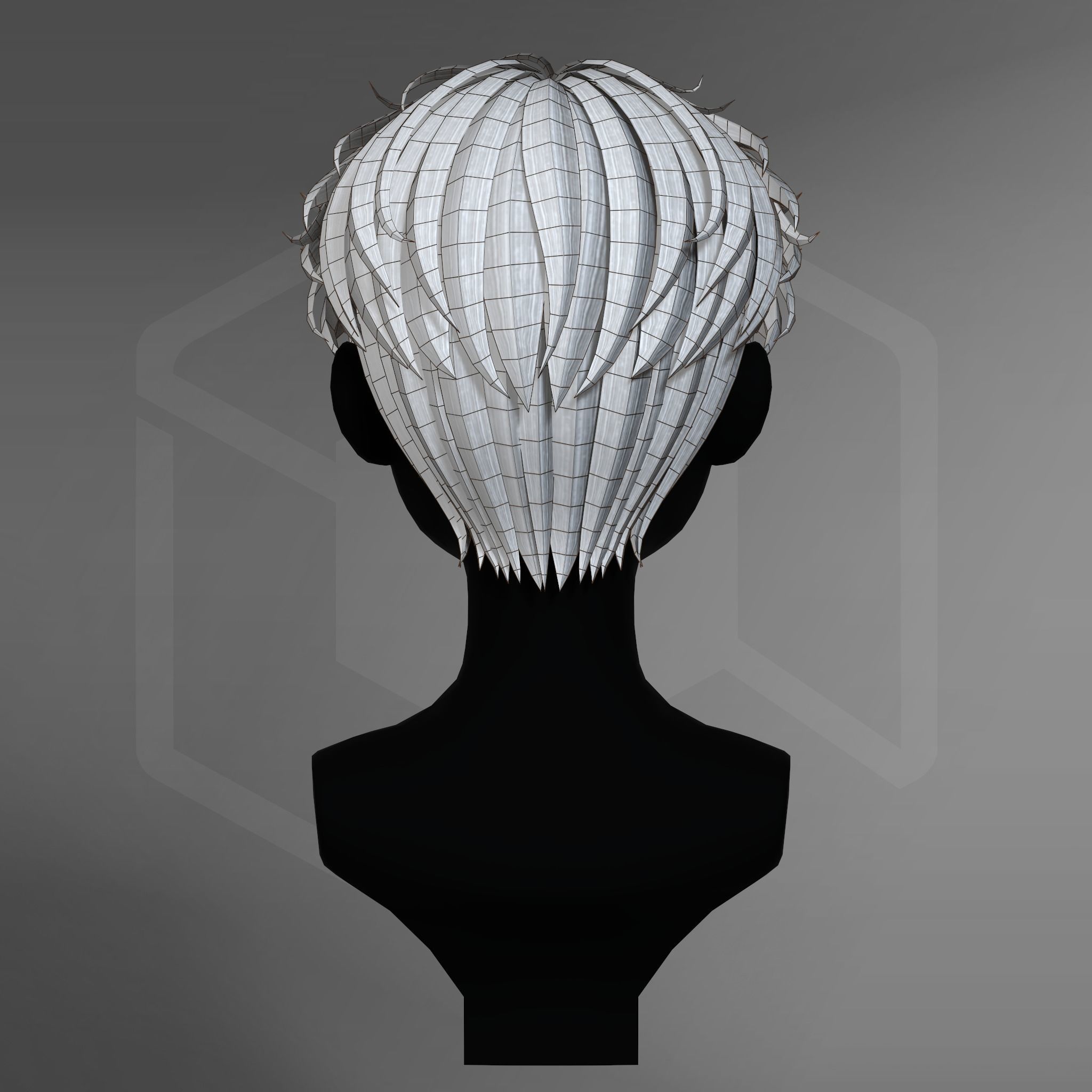 Game Hair - Stylized Male Hairstyle V6 Low-poly 3D model_11
