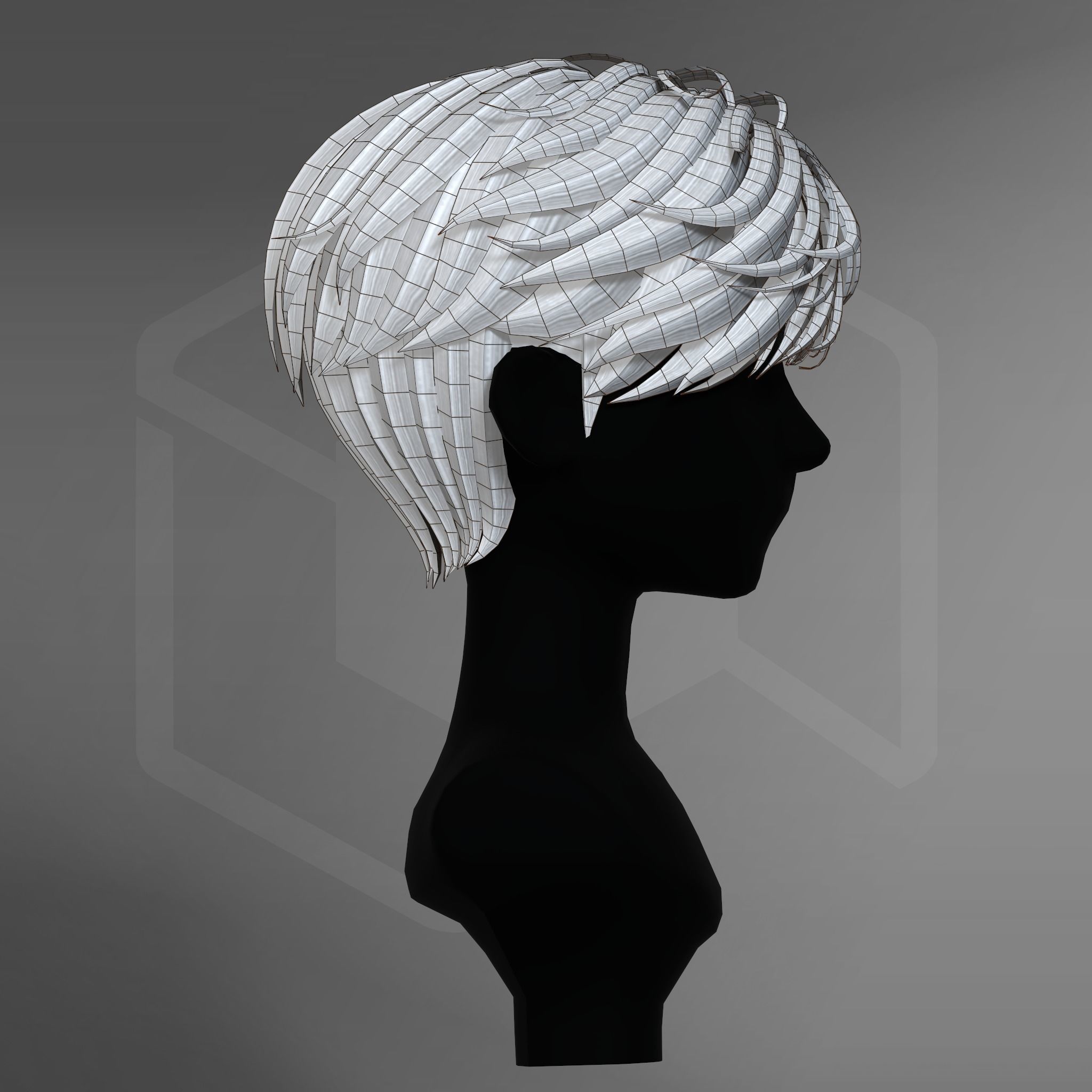 Game Hair - Stylized Male Hairstyle V6 Low-poly 3D model_12