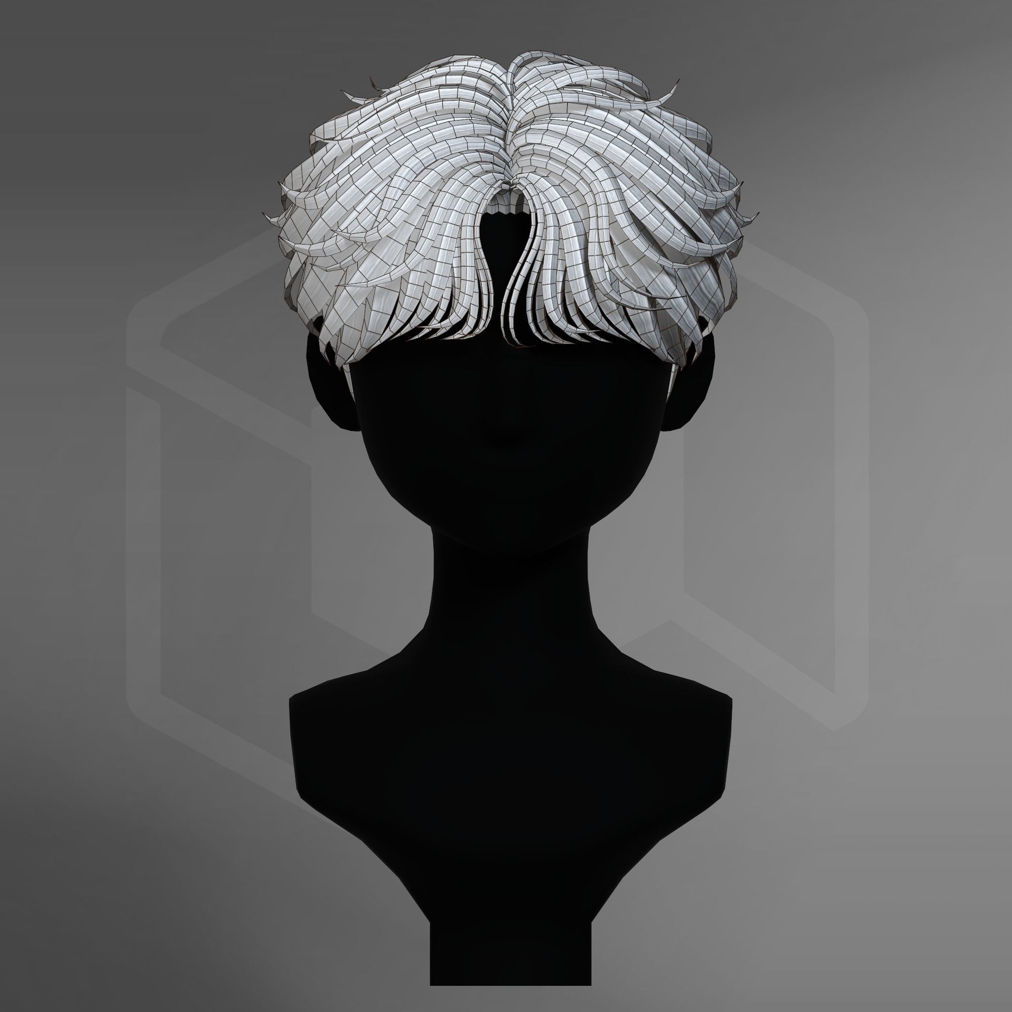 Game Hair - Stylized Male Hairstyle V6 Low-poly 3D model_10