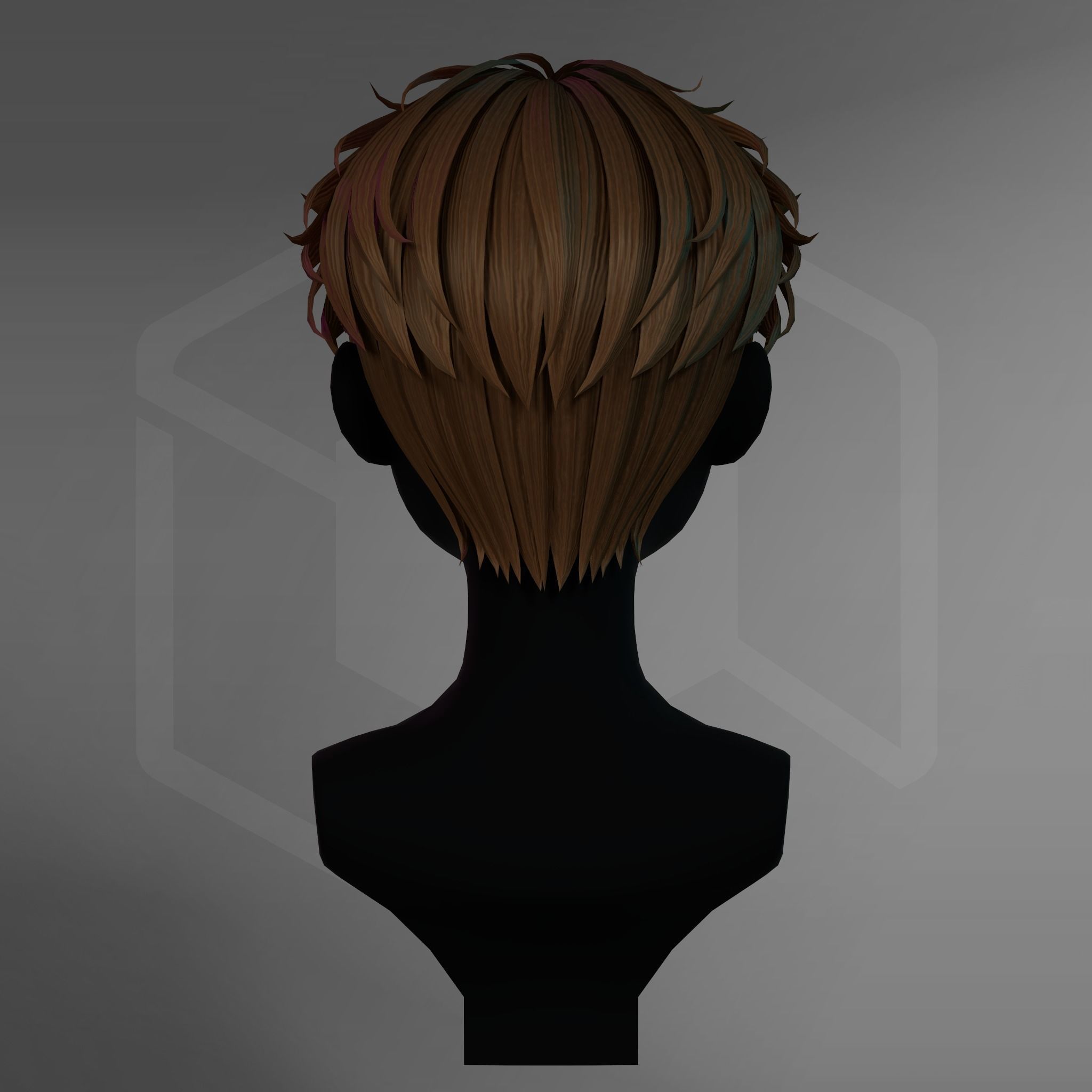 Game Hair - Stylized Male Hairstyle V6 Low-poly 3D model_7