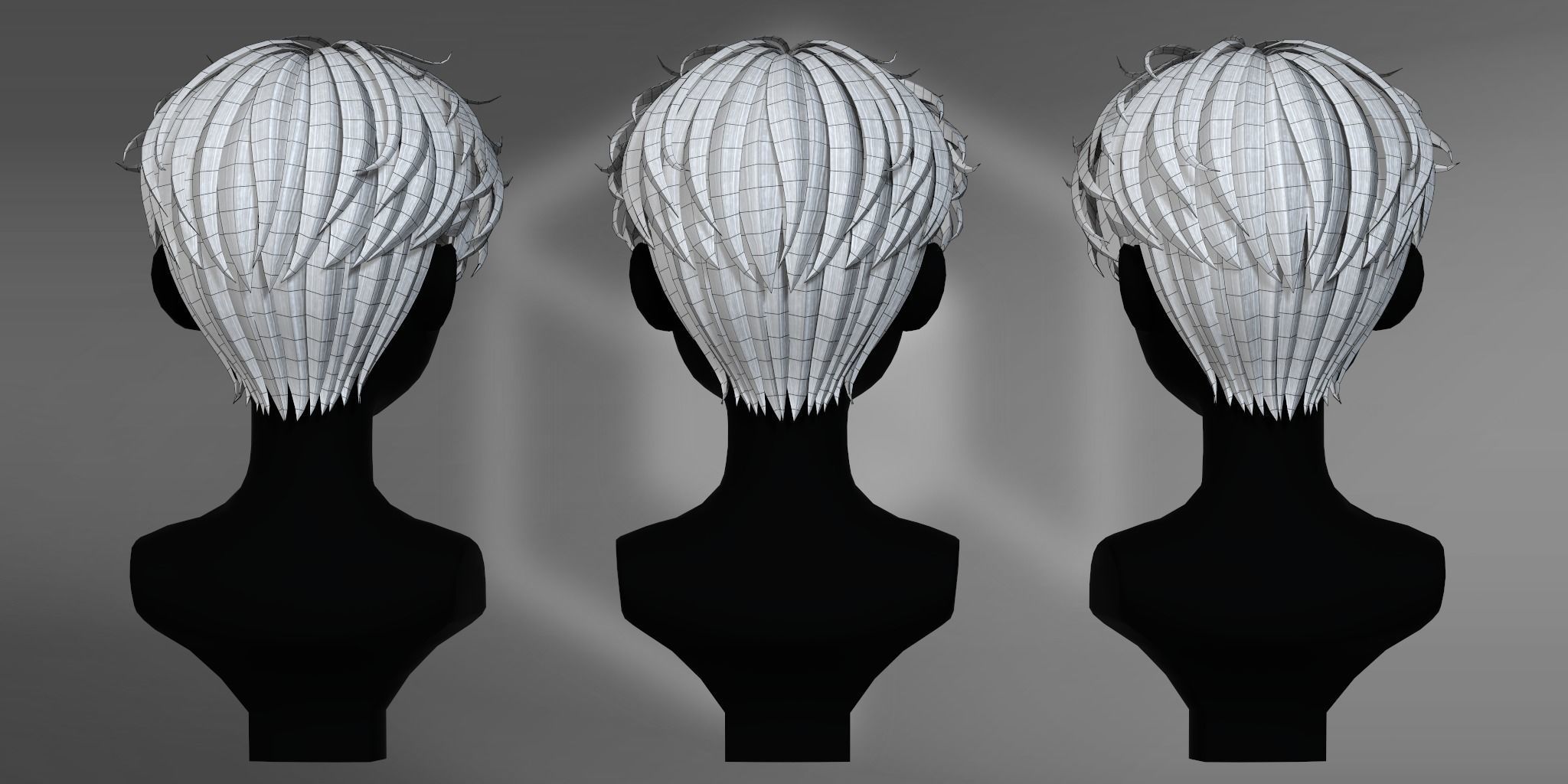 Game Hair - Stylized Male Hairstyle V6 Low-poly 3D model_5