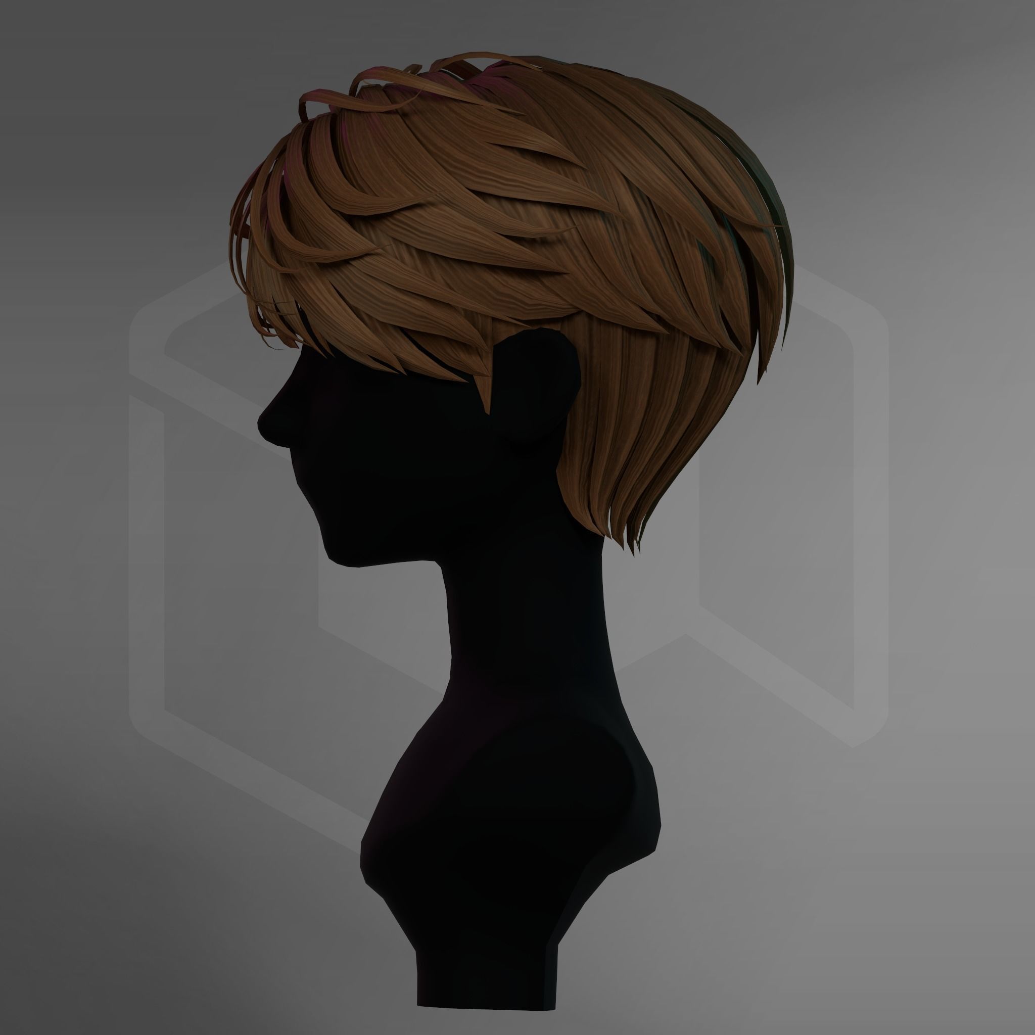 Game Hair - Stylized Male Hairstyle V6 Low-poly 3D model_8
