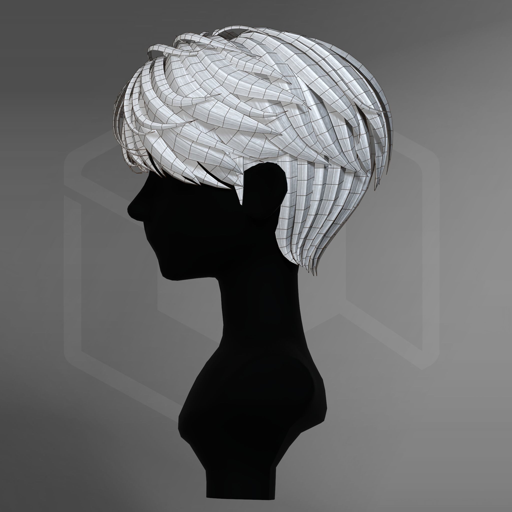 Game Hair - Stylized Male Hairstyle V6 Low-poly 3D model_13