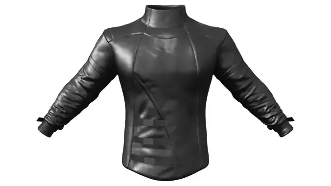 Male Black Leather Futuristic Dystopian Rider Jacket