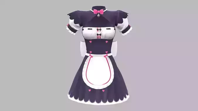 Stylized Maid Uniform Low-poly 3D model