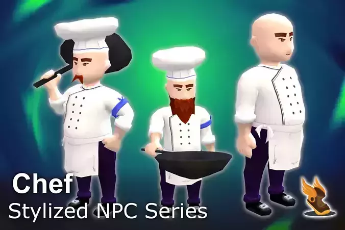 Stylized NPC - Chef Low-poly 3D model