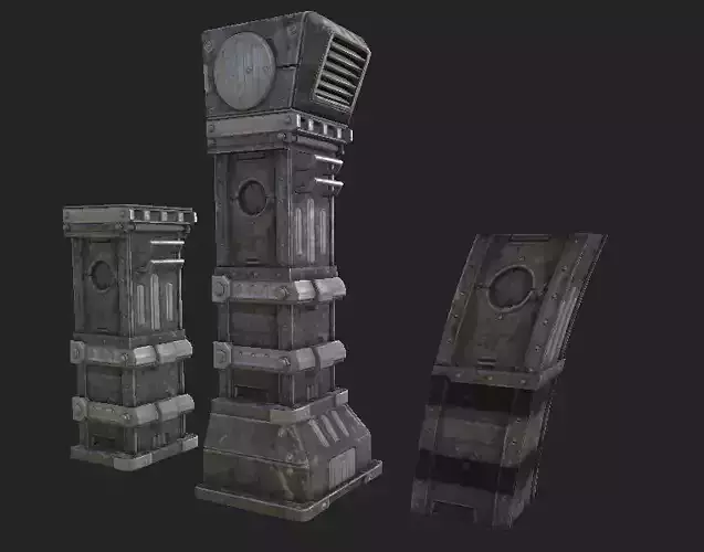 Metalic Pilar Low-poly 3D model